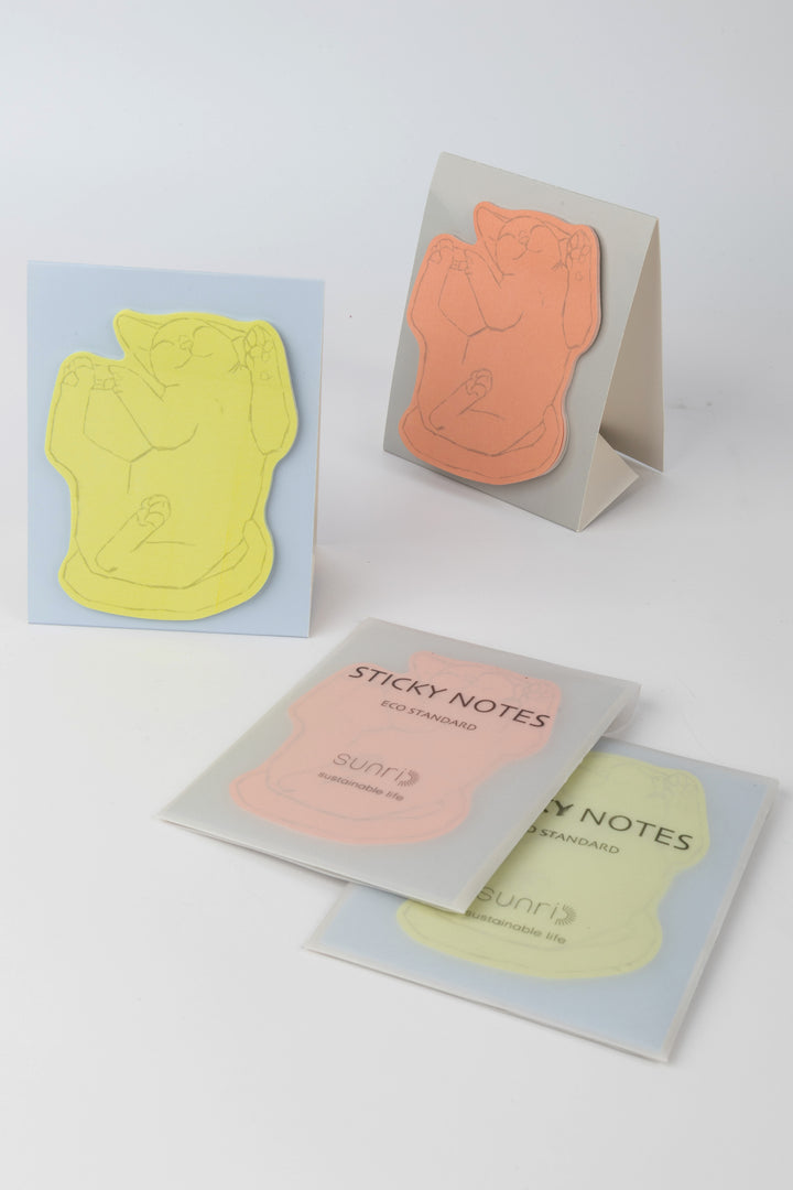 Set of colourful sticky notes with 'Sunri' branding on a light gray background