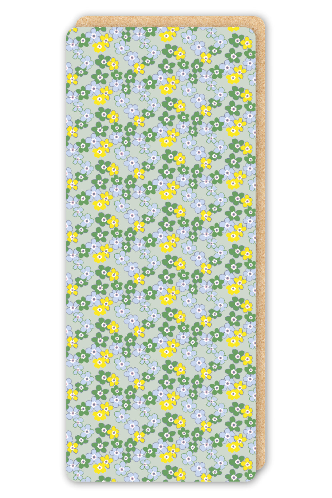 sustainable yoga mat fully unrolled showing allover daisy floral pattern
